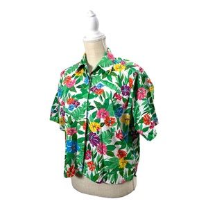 90s Liz Sport Hawaiian Tropical Cruise Boxy Fit Button Down